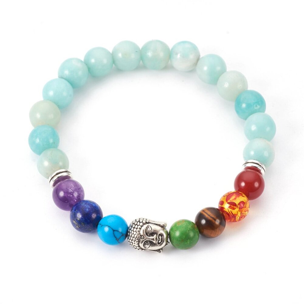 NWOT -  Buddha Chakra reiki stretchy bracelet with mixed Gemstones Amazonite